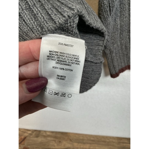 Columbia Mens XL Gray Quarter Zip Cotton Ribbed Pullover Sweater AM2727 Burgundy - Picture 3 of 6